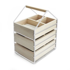 alvi Schmuck-Organizer House Weiß Schmuckschatulle mit 3 Holzschubladen mit Griffen Holz/MetallNORDI