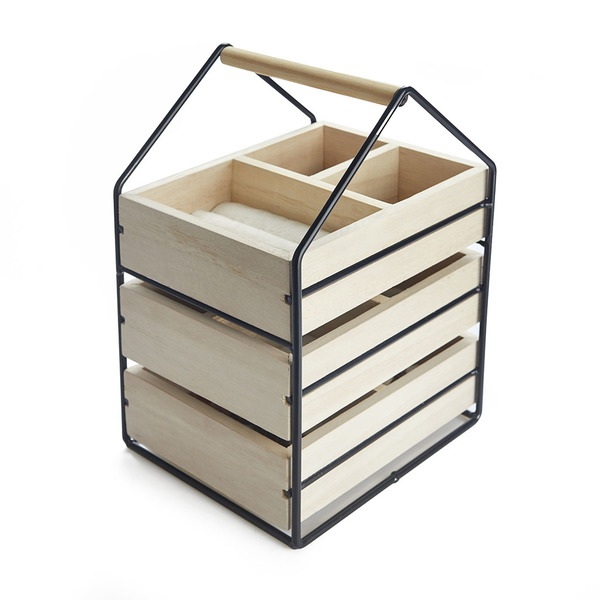alvi Organizador joyas House Color negro Joyero con tres cajones de madera Con asa Madera/metalDISEÑ