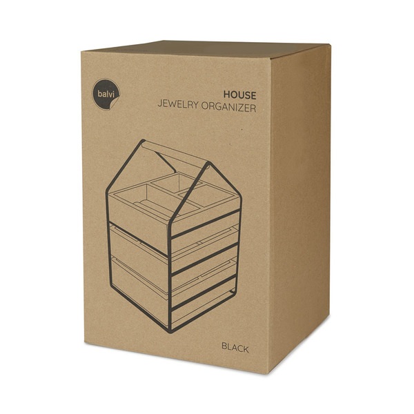 alvi Organizador joyas House Color negro Joyero con tres cajones de madera Con asa Madera/metalDISEÑ