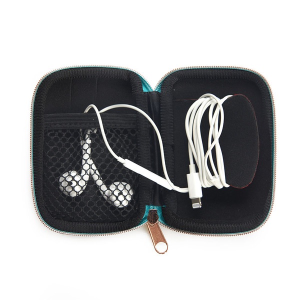 alvi Estuche Earbuds Color azul Suave Con compartimento interior y sistema de enrollado fácil para c