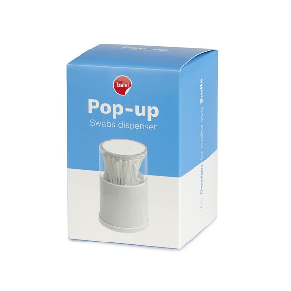Balvi Dispensador bastoncillos algodón Push & Up Color blanco  Plástico ABSFÁCIL DE USAR