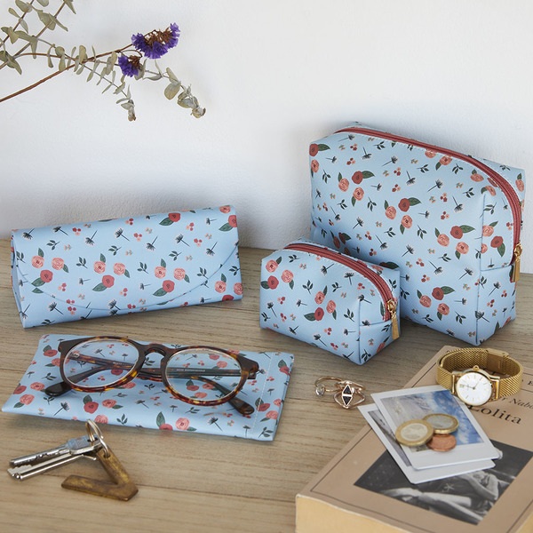 alvi Mini bolsa cosméticos Bloom Color azul Con cremallera Para llevar maquillaje, objetos pequñeos,