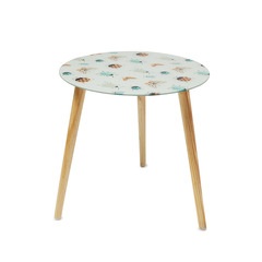 alvi Side table Bugs Natural Wood colour With wooden legs patterned glass insect Wood/glass 41x40x40