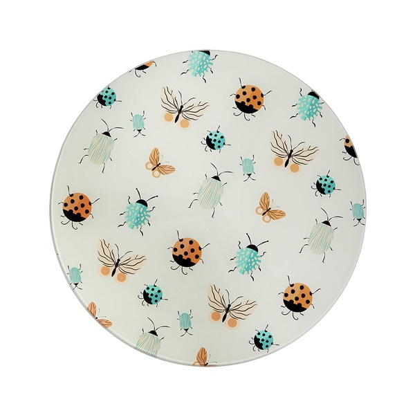 alvi Mesa auxiliar Bugs Color madera natural Con patas de madera vidrio con estampado de insectos Ma