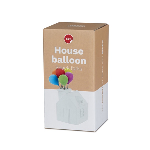 alvi Tenedor aperitivo House Balloon Color blanco Tenedores de acero inoxidable Para postres y aperi