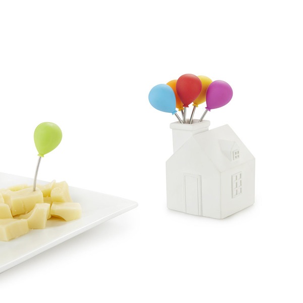 alvi Tenedor aperitivo House Balloon Color blanco Tenedores de acero inoxidable Para postres y aperi