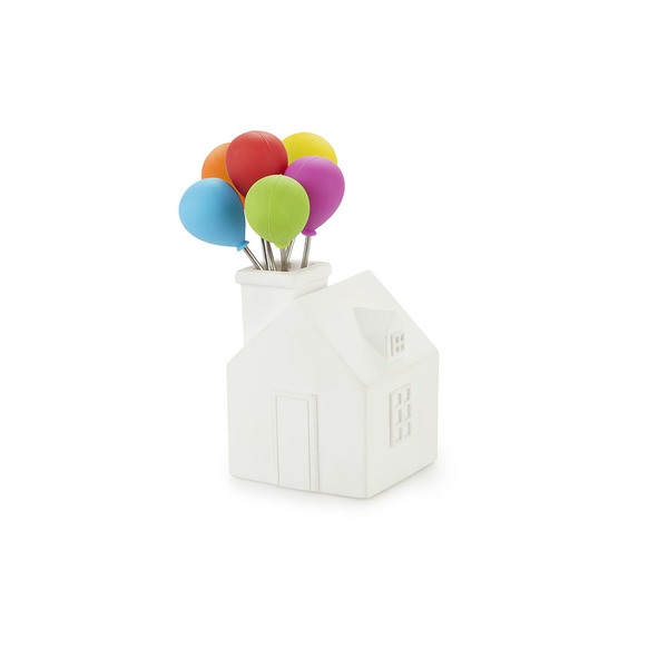 alvi Tenedor aperitivo House Balloon Color blanco Tenedores de acero inoxidable Para postres y aperi