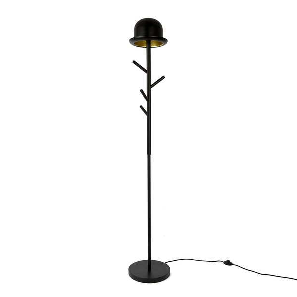 alvi Kleiderständer und Stehlampe Chapeau Farbe Schwarz Kleiderständer und Stehlampe in einem Modern