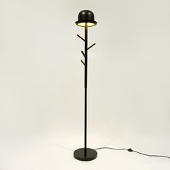 alvi Porte-manteaux & lampadaire Chapeau Couleur noir Portemanteau sur pied + lampe 2 en 1 Avec desi