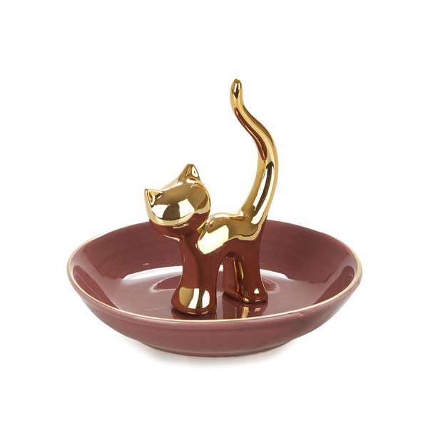 alvi Porta anillos Gatto Color dorado Decora tu dormitorio con este original anillero de gato elabor