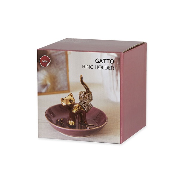alvi Porta anillos Gatto Color dorado Decora tu dormitorio con este original anillero de gato elabor