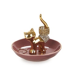 alvi Porta anillos Gatto Color dorado Decora tu dormitorio con este original anillero de gato elabor