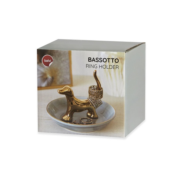 alvi Porta anillos Bassotto Color dorado Decora tu dormitorio con este original anillero en forma de