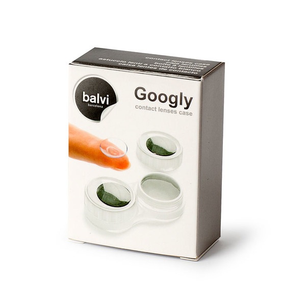 alvi Estuche para lentillas Googly Color blanco Diseño divertido en forma de ojos Plástico ABS/plást
