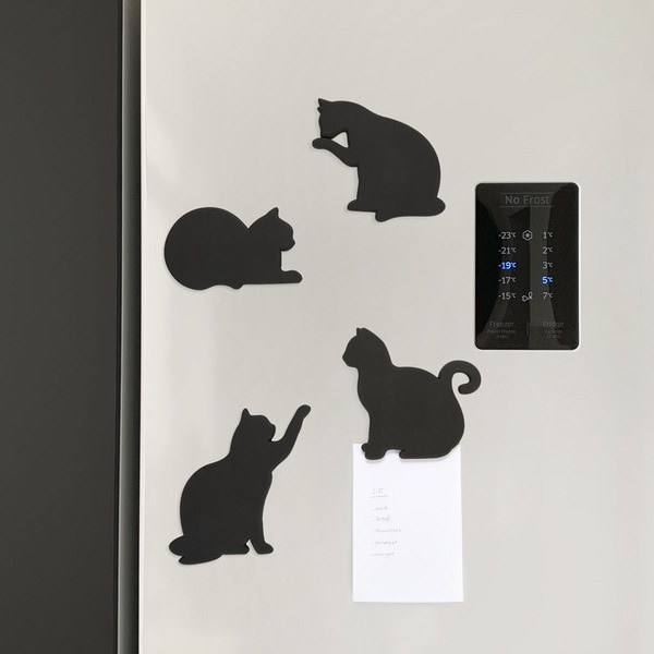 alvi Posavasos Cat Color negro Set de 4 posavasos originales en forma de gatos Incluyen imanes para