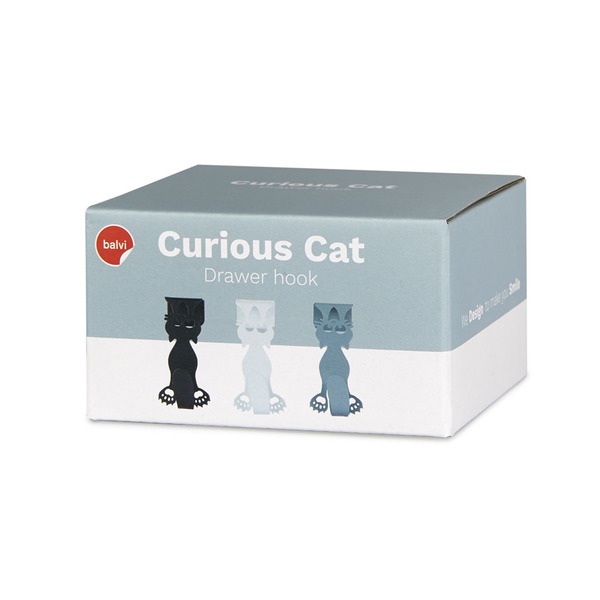 alvi Gancio cassetto Curious cat Colore grigio, bianco e nero Ganci appendi canovacci per anta armad