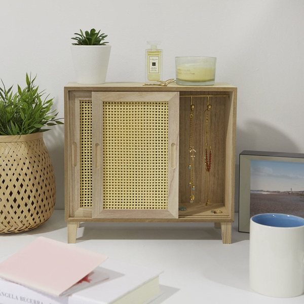 alvi Organiseur Cabinet Couleur bois DM Petite commode à bijoux femmes Organisateur pour lunettes, b