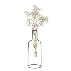 alvi Florero Bottle Silhouette Color negro Jarrón decorativo de vidrio y metal Florero original form