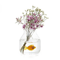 alvi Blumenvase Atlantis Bernstein Farbe Konische Vase mit Glas Fisch im Innern Original dekorative