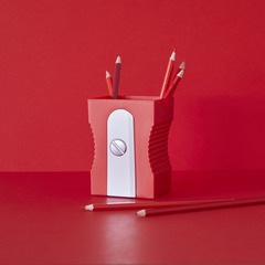 alvi Pot à crayons Sharpener Couleur rouge Gardez votre bureau rangé Pot à crayons original et amusa