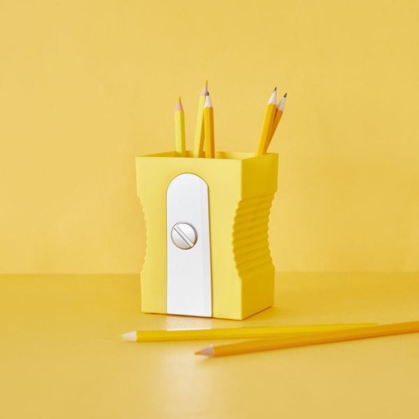 alvi Pot à crayons Sharpener Couleur jaune Gardez votre bureau rangé Pot à crayons original et amusa