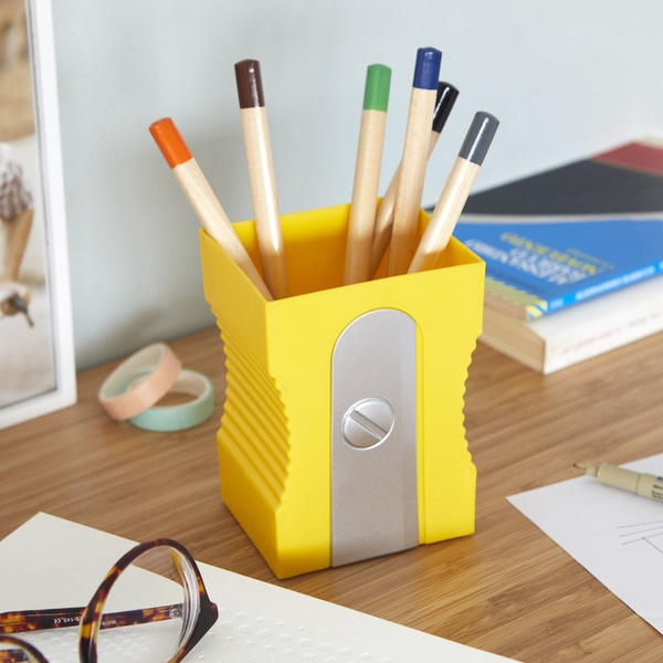 alvi Pot à crayons Sharpener Couleur jaune Gardez votre bureau rangé Pot à crayons original et amusa