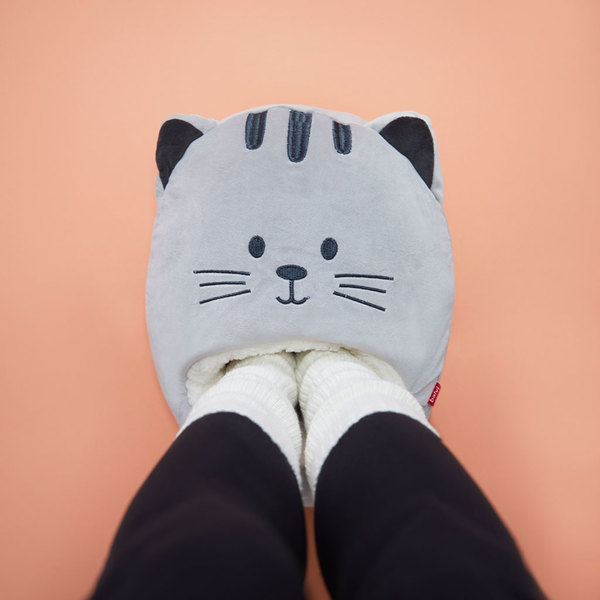 alvi Calienta pies Kitty Color gris Mantén calientes tus pies Bolsa suave y cómoda con diseño divert