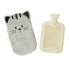 alvi Bolsa agua caliente Kitty Color gris Botella de agua caliente con cubierta suave en forma de ga