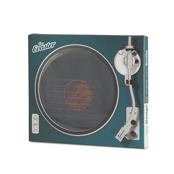 Balvi Coasters The Coaster Black colour Set of 4 coasters Shaped vinyl record Silicone 9 cmPRACTICAL