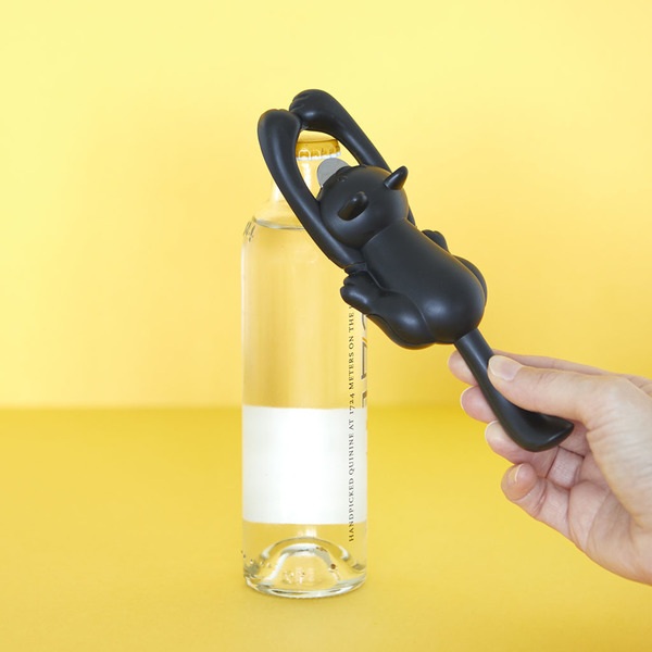 alvi Apribottiglie Curious Cat Colore nero apribottiglie a forma di gatto originale e bello Facile d