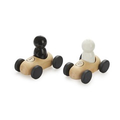 alvi Set sal & pimienta Bolides Conjunto de salero y pimentero con bases de madera en forma de coche