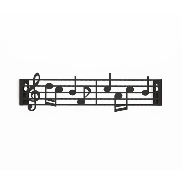 alvi Portachiavi da parete Musik Colore nero In forma di pentagramma con chiave di violino Viti incl