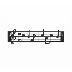 alvi Portachiavi da parete Musik Colore nero In forma di pentagramma con chiave di violino Viti incl