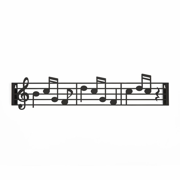 alvi Colgador pared Musik Color negro En forma de partitura musical en clave de sol Incluye tornillo