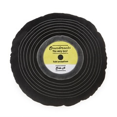 Balvi Cushion Soundtracks Black colour Shaped vinyl record Embroidery details Polyester 37 cm