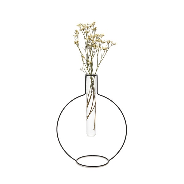 alvi Vase Round Silhouette XL Black colour Decorative glass vase in test tube form with beautiful me