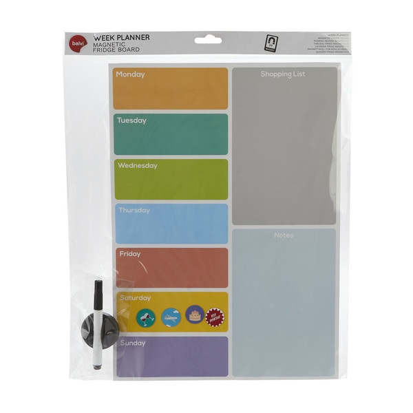 alvi Pizarra nevera magnética Week Planner Con 5 imanes, rotulador y borrador Plástico PP 42 cmPRÁCT