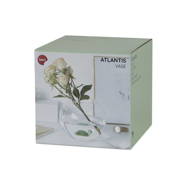 alvi Florero Atlantis Color verde Jarrón de flores en forma de pecera con tortuga de vidrio verde de