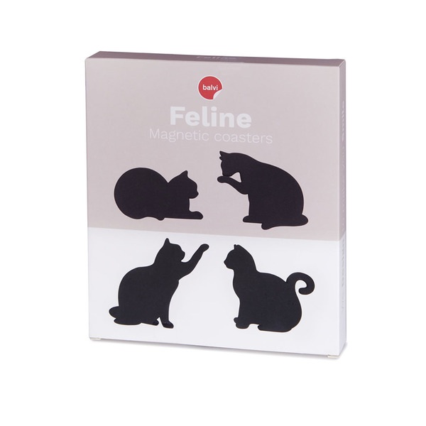 alvi Posavasos Cat Color negro Set de 4 posavasos originales en forma de gatos Incluyen imanes para