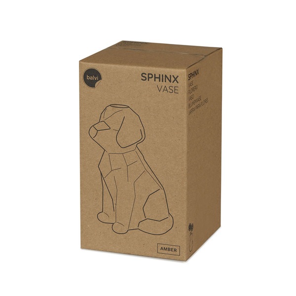 alvi Vaso Sphinx Colore ambra Vaso di vetro trasparente a forma di cane Vasi decorativi moderni Boro