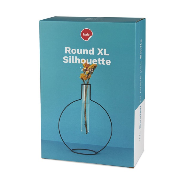 alvi Vase Round Silhouette XL Black colour Decorative glass vase in test tube form with beautiful me