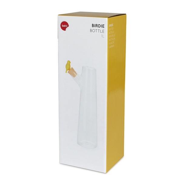 alvi Bottle Birdie Yellow colour Original 1 Liter bottle with lid and a bird-shaped finish Borosilic