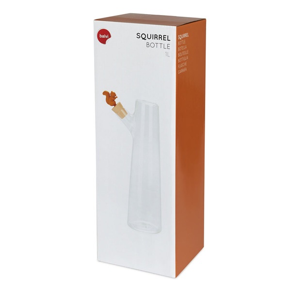 alvi Botella Squirrel Color marron original botella de 1 litro con tapón y acabado en forma de ardil