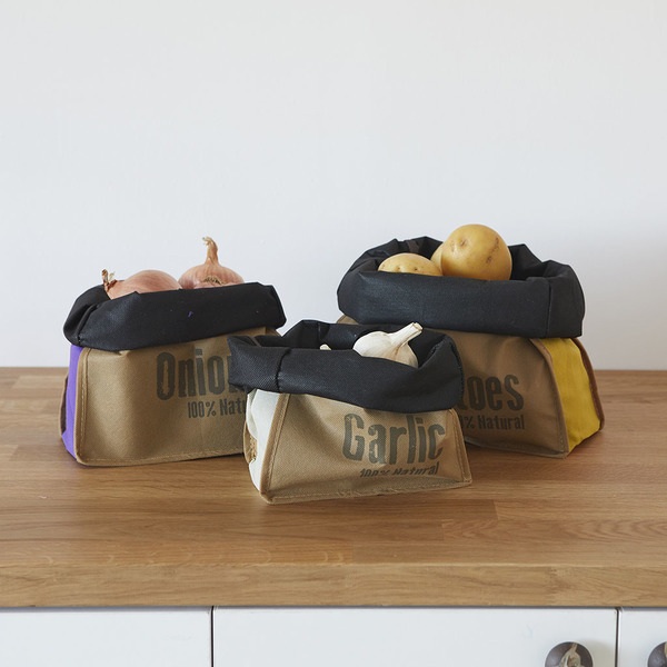 alvi Bolsas vegetales Super Fresh Color marron 3 bolsas Bolsa para vegetales tipo saco rústico, perf