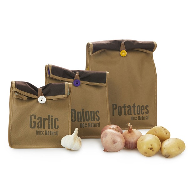 alvi Bolsas vegetales Super Fresh Color marron 3 bolsas Bolsa para vegetales tipo saco rústico, perf