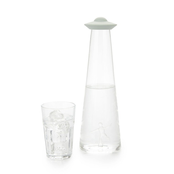 alvi Botella UFO Capacidad 1,2L En forma de platillo volante abduciendo una persona Borosilicato/sil