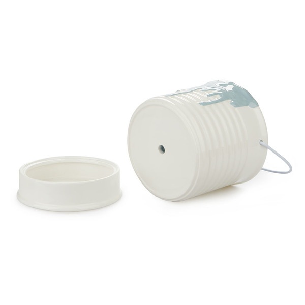 alvi Maceta Painty Color azul y blanco En forma de bote de pintura Con asa metálica Diámetro: 16 cm