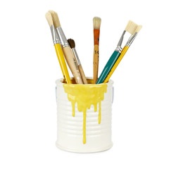 alvi Pot multi-usages Painty Couleur jaune et blanc Récipient décoratif en forme de pot de peinture