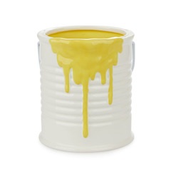 alvi Pot multi-usages Painty Couleur jaune et blanc Récipient décoratif en forme de pot de peinture