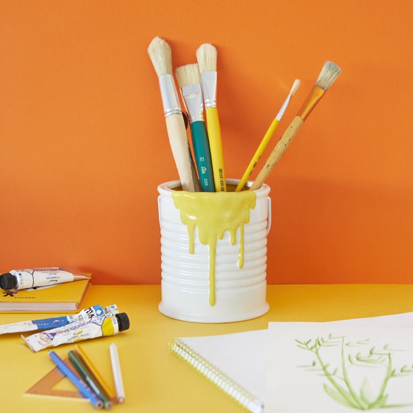 alvi Dekorativer Topf Painty Gelb Und Weiß Farbe Deko-Schale geformten Topf Farbe Múliples Anwendung